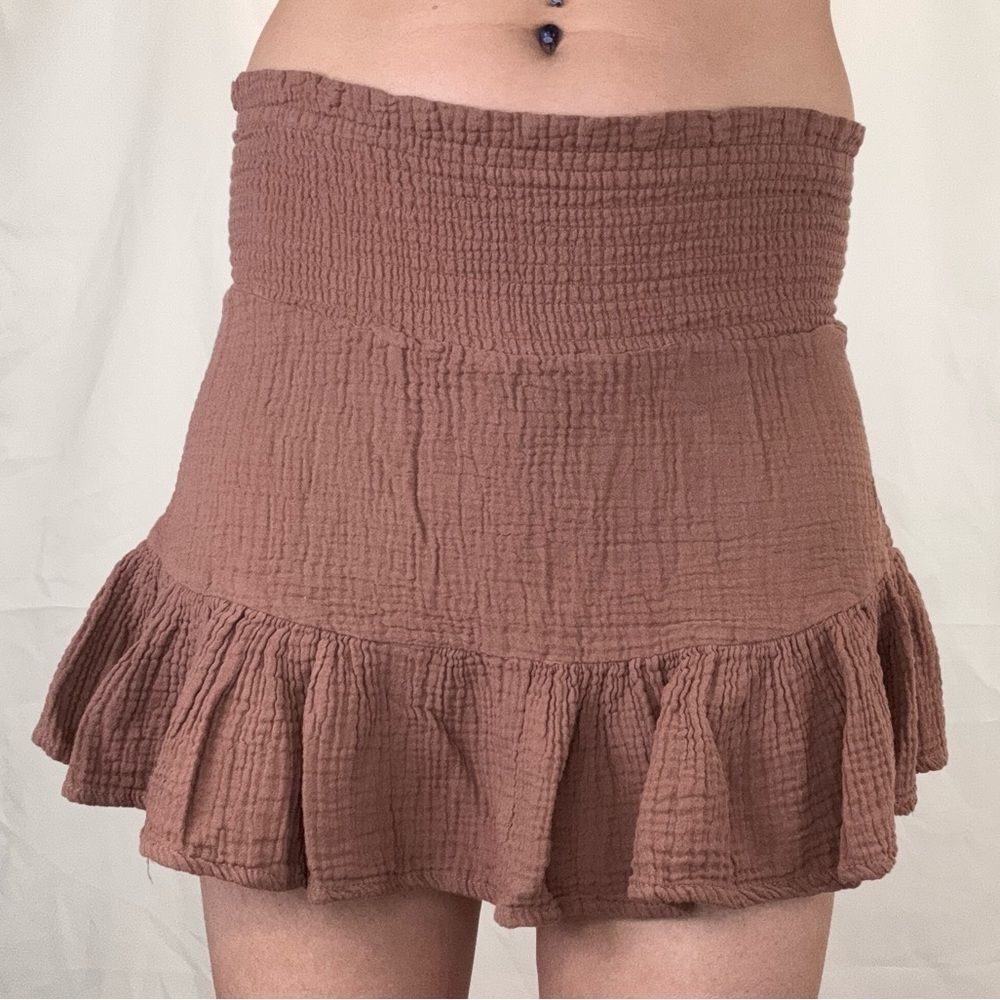 Vanilla Star Women's Tiered Ruffle Mini Skirt Smocked Waist S